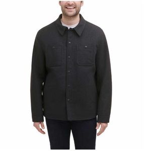GH Bass Men Fleece Lined Shirt Jacket - GRAY ( XL )